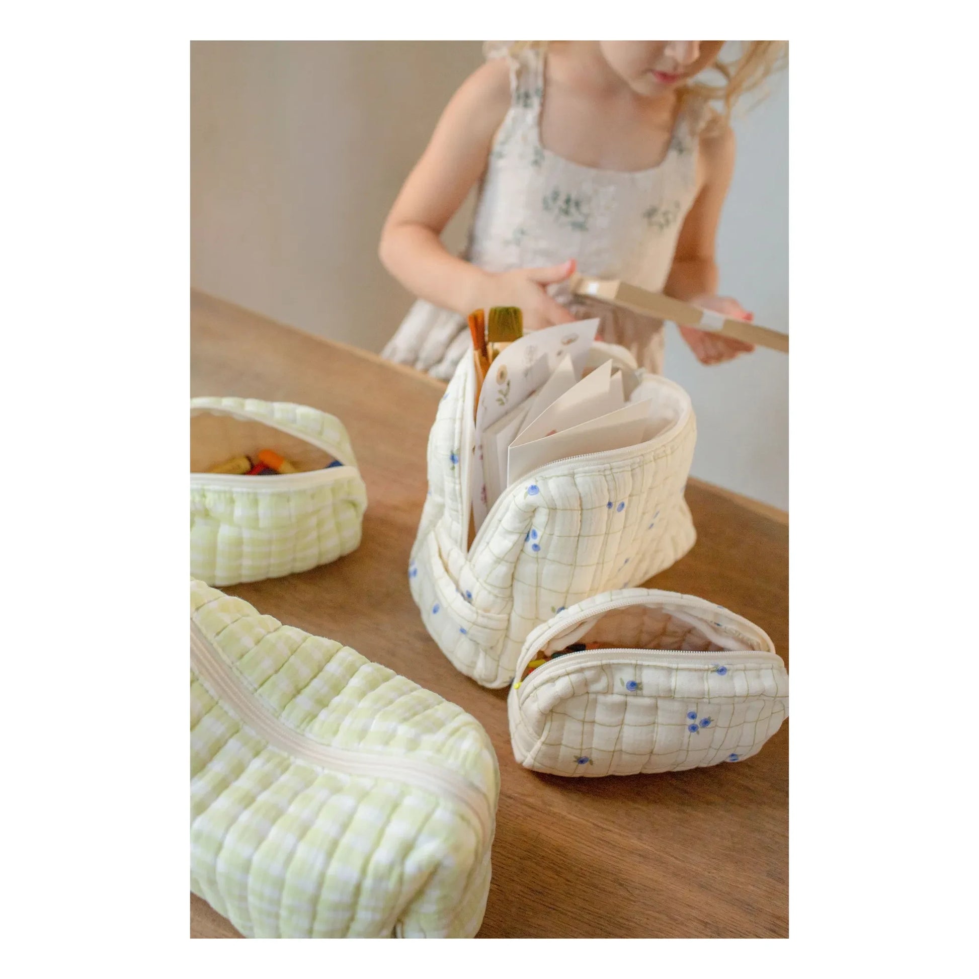 Soft Spot - Blueberries toiletry bag in organic cotton