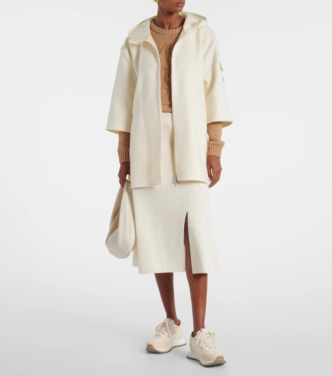 Moncler - Ribbed-knit wool and cashmere midi skirt