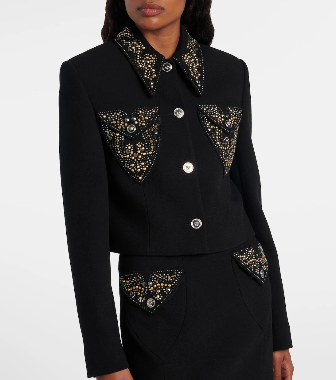 Versace - Studded wool-blend jacket