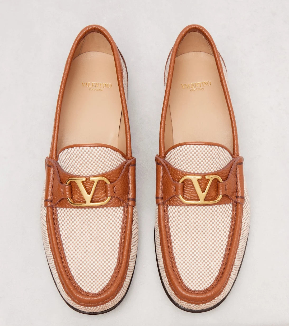 Valentino Garavani - VLogo leather-trimmed canvas loafers