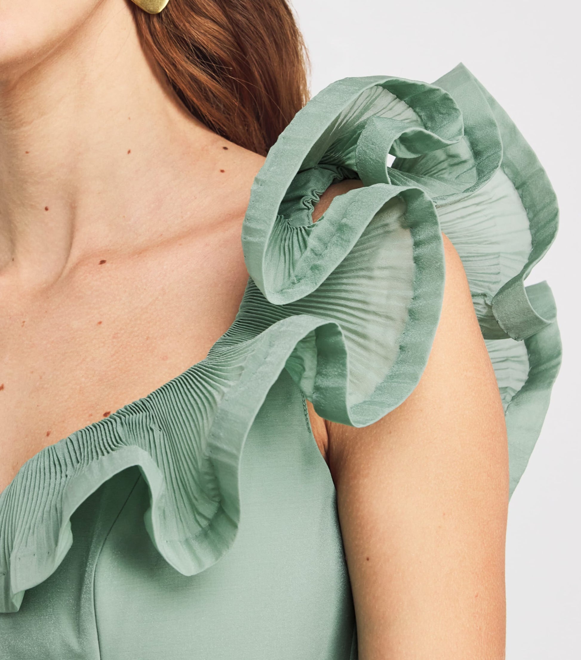 Zimmermann Green Pleated Frill Mini Dress