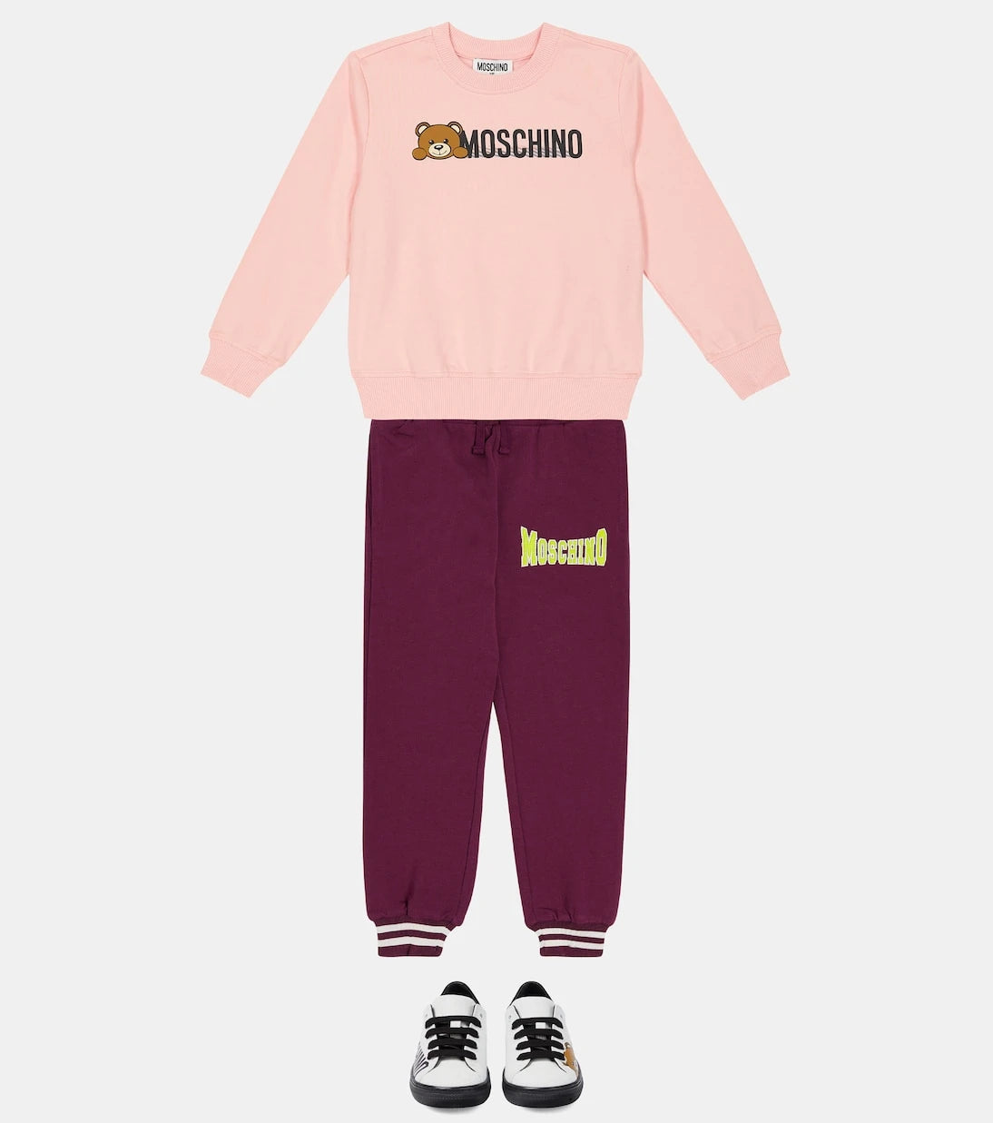 Moschino Kids - أحذية رياضية جلدية بشعار