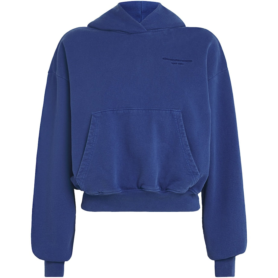 Alexander Wang Blue Cotton Logo Cropped Hoodie