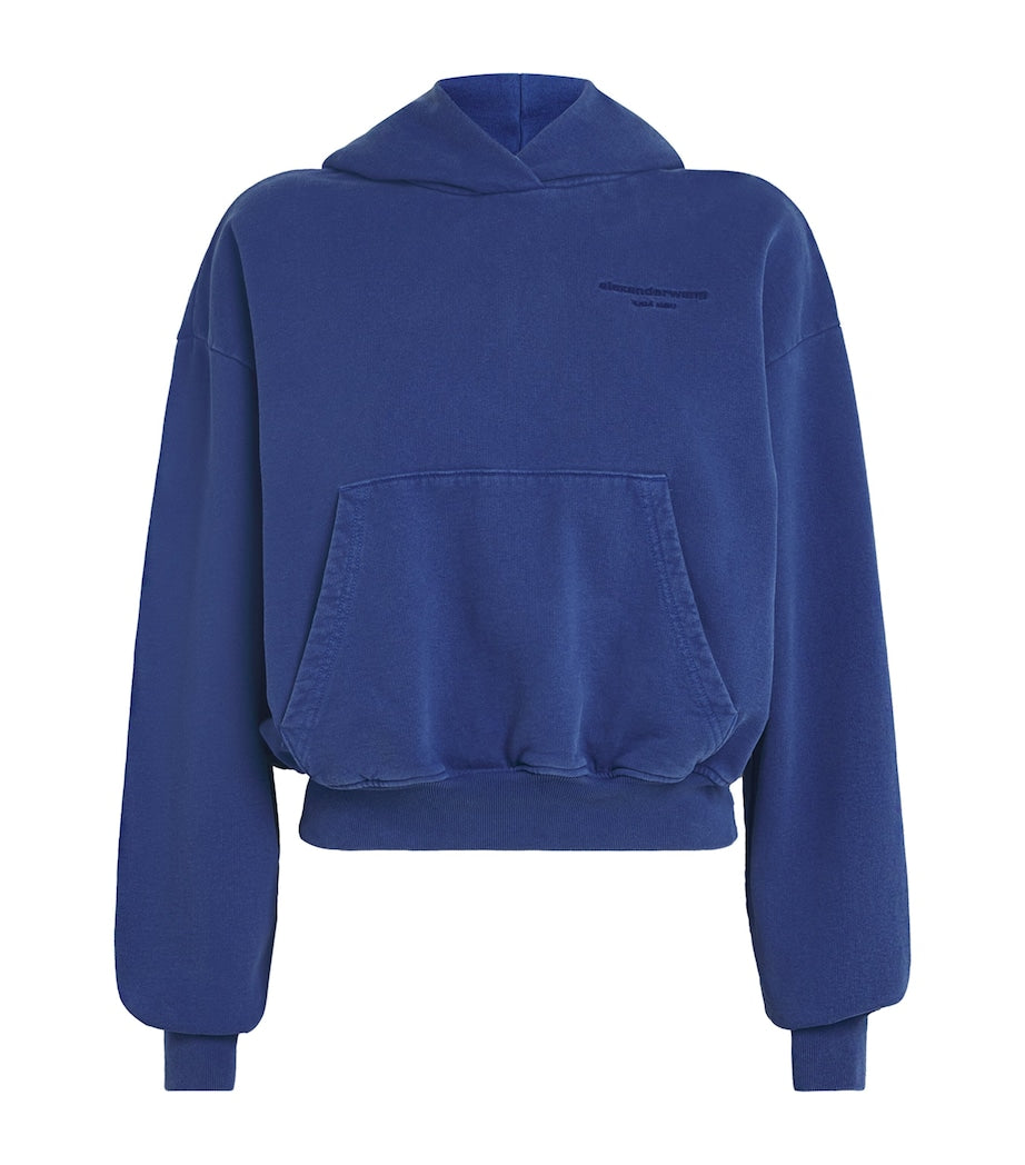 Alexander Wang Blue Cotton Logo Cropped Hoodie