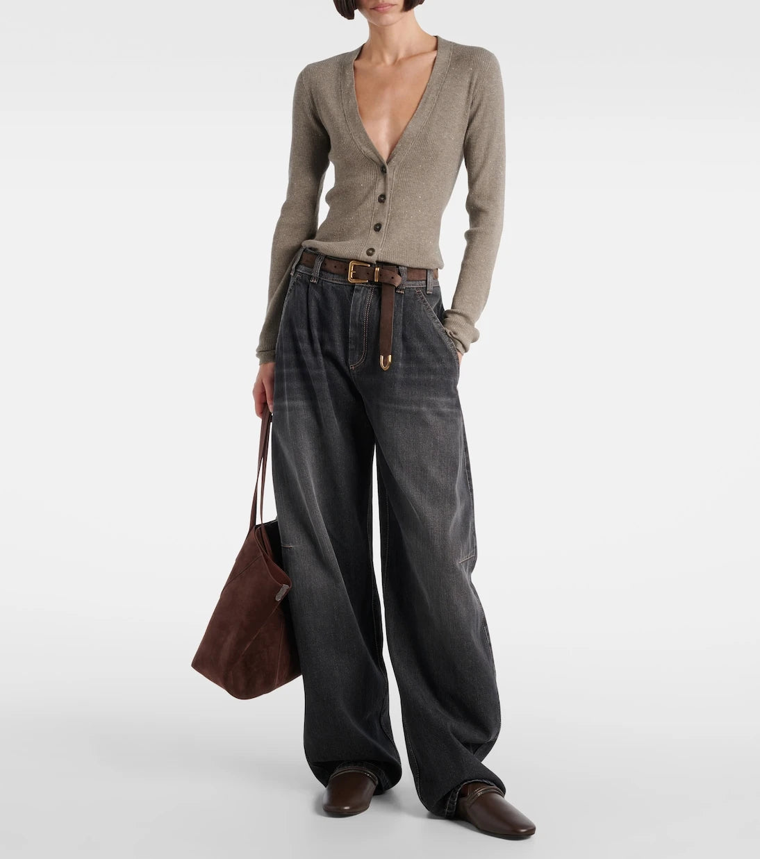 Brunello Cucinelli - Ribbed-knit lamé cardigan