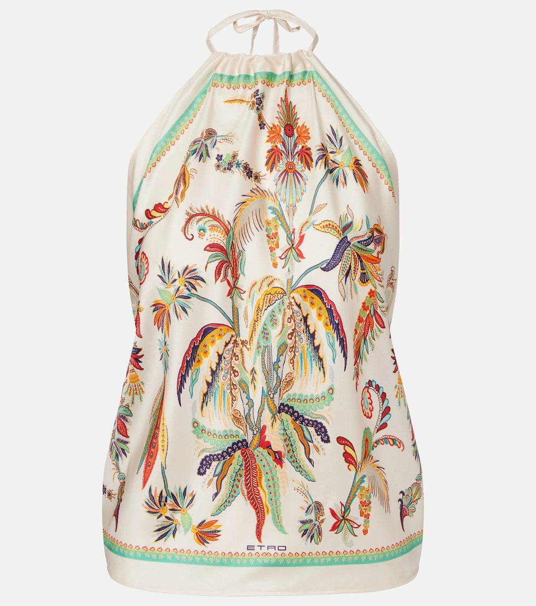 Etro - Printed halterneck silk top