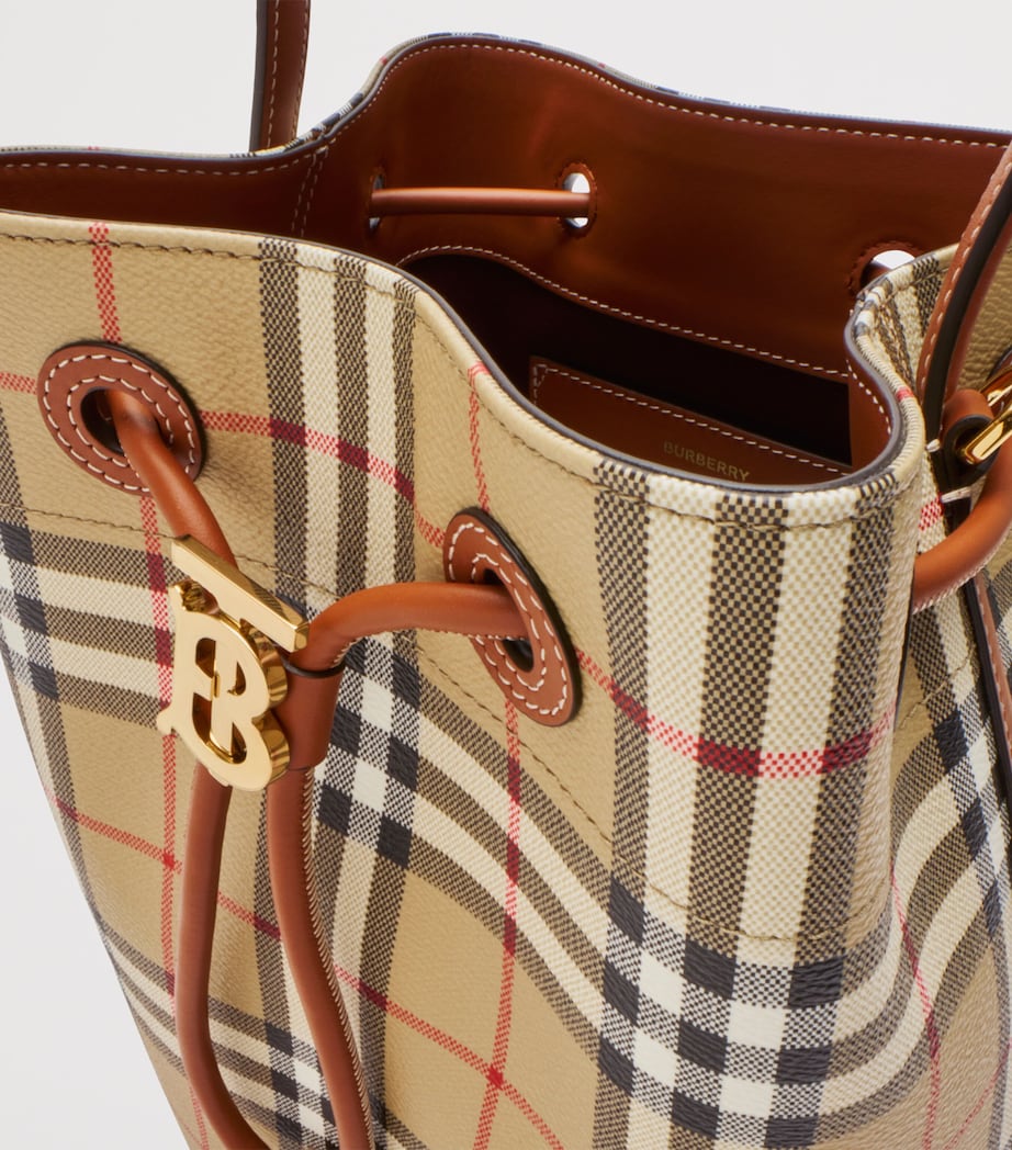 Brown Small Check Monogram Bucket Bag