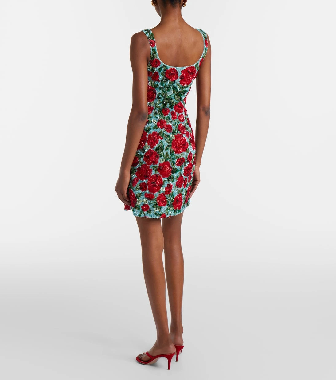 Là Fuori - Crimson Rose sequined minidress