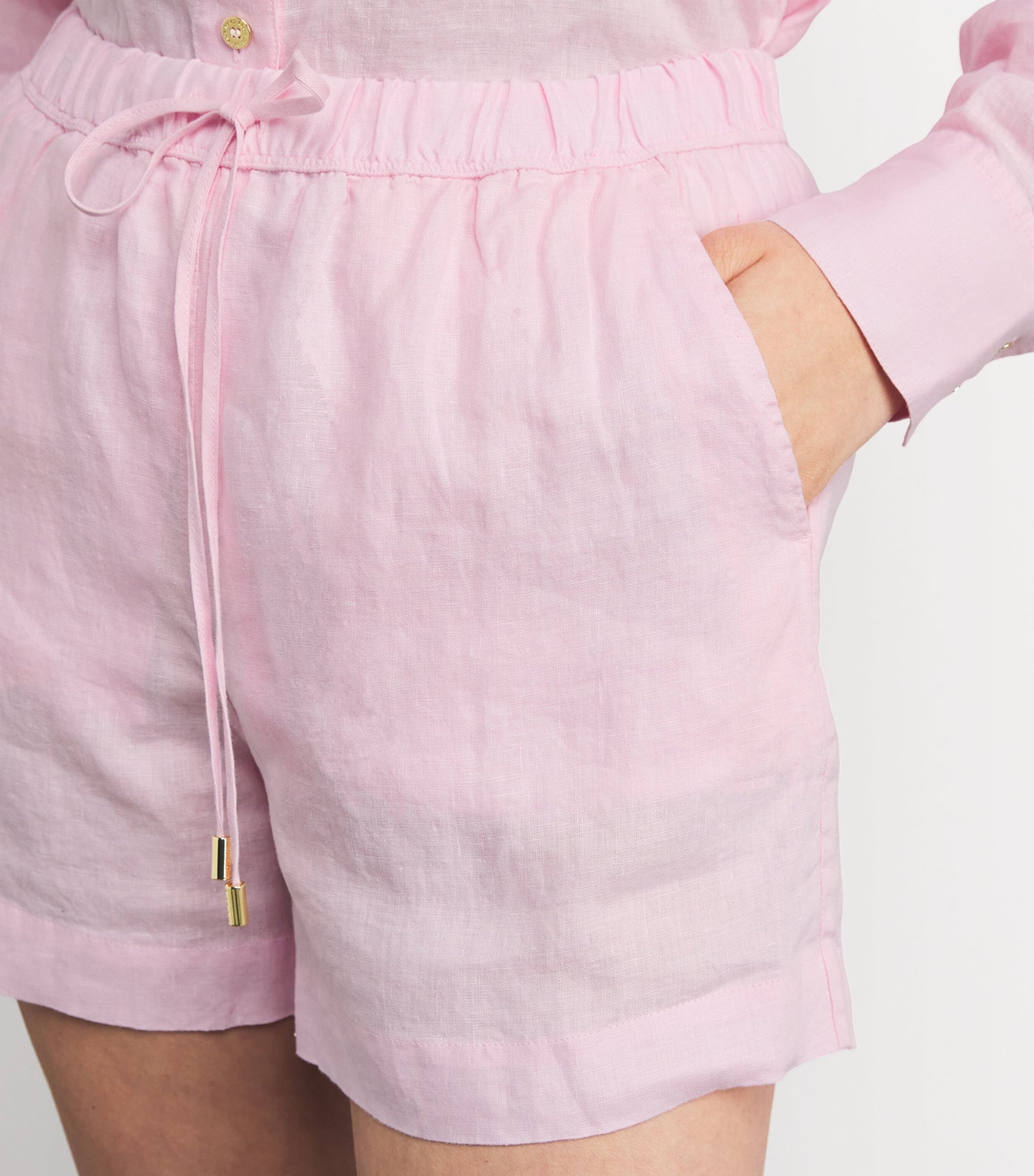 Pink Linen Cassis Shorts