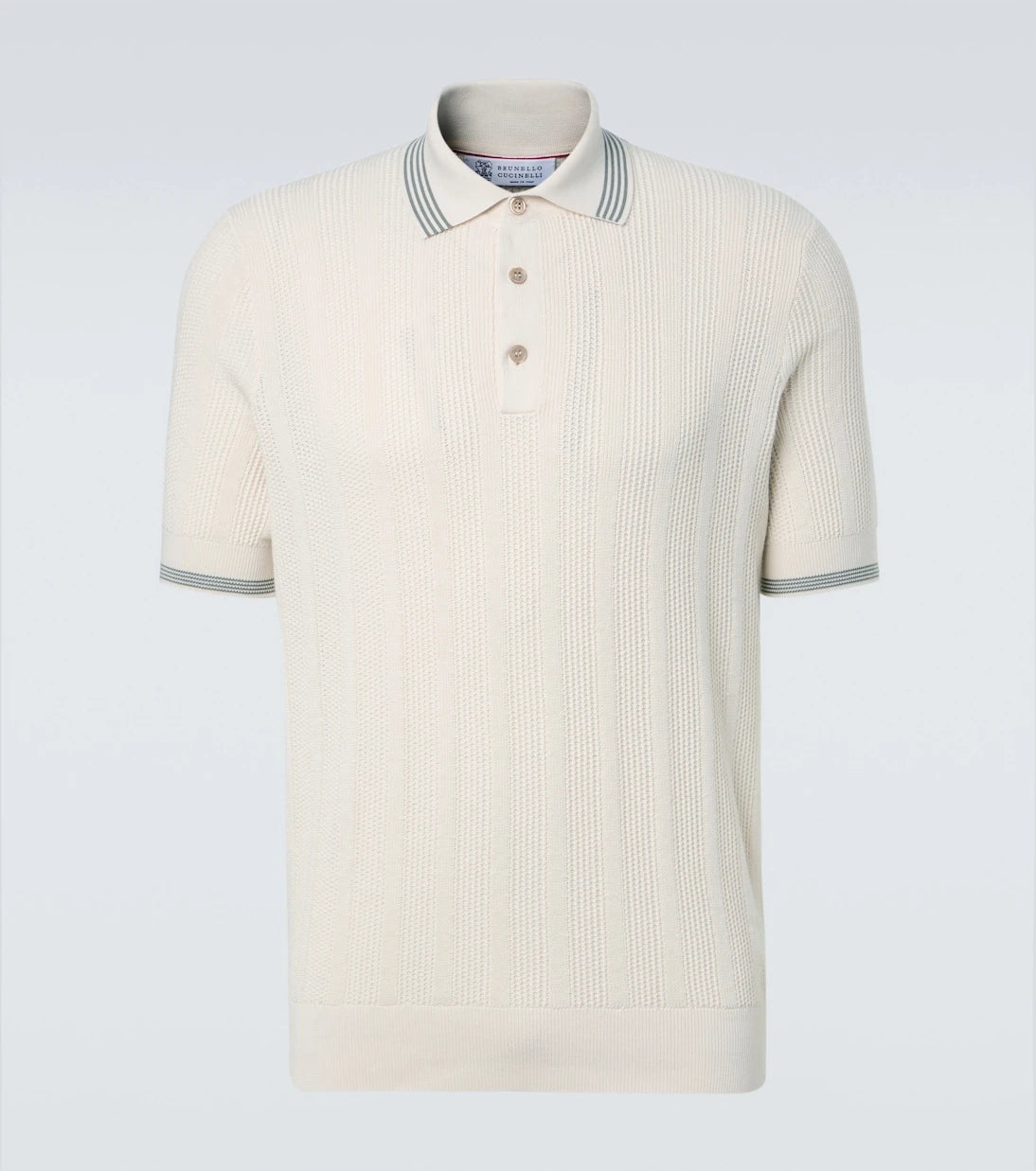 Brunello Cucinelli - Ribbed-knit cotton polo shirt