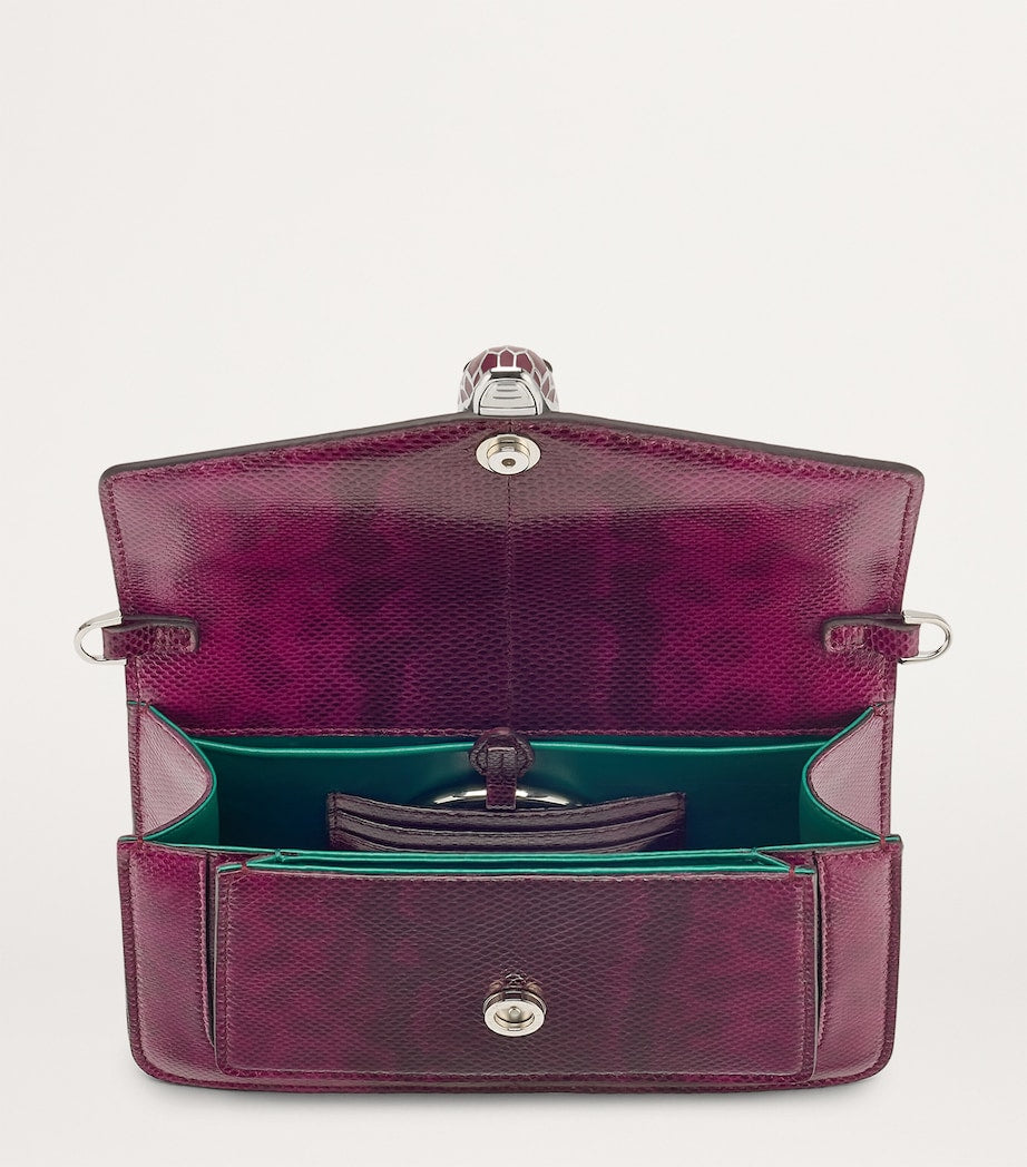 Bvlgari Purple Small Snakeskin Serpenti East West Shoulder Bag