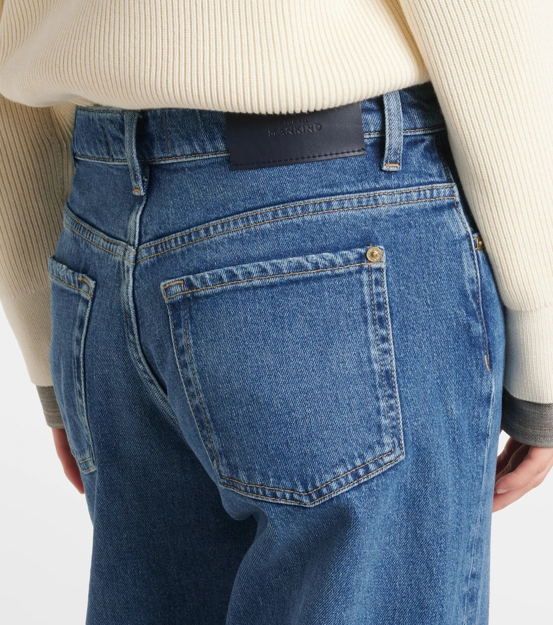 7 For All Mankind - بنطلون جينز تيس بقصّة مستقيمة وخصرٍ عالٍ