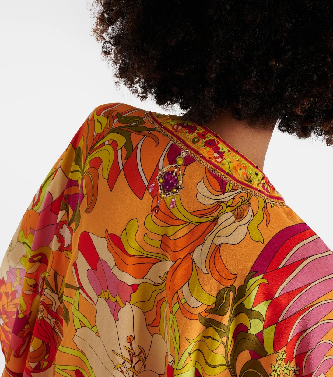 Camilla - Embellished floral silk beach dress