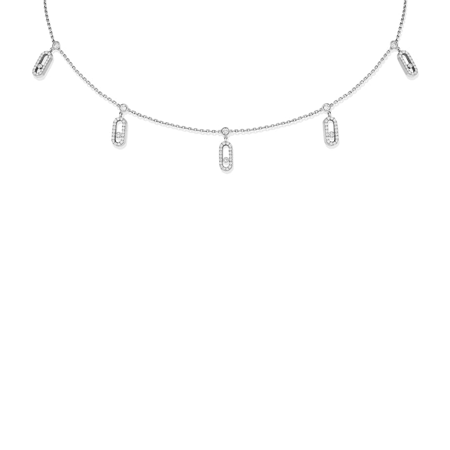 White Gold and Diamond Move Uno Necklace