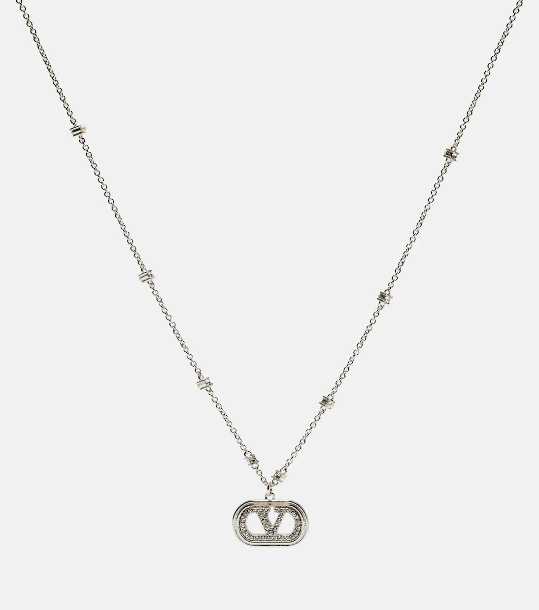 Valentino - Ovalette VLogo embellished necklace
