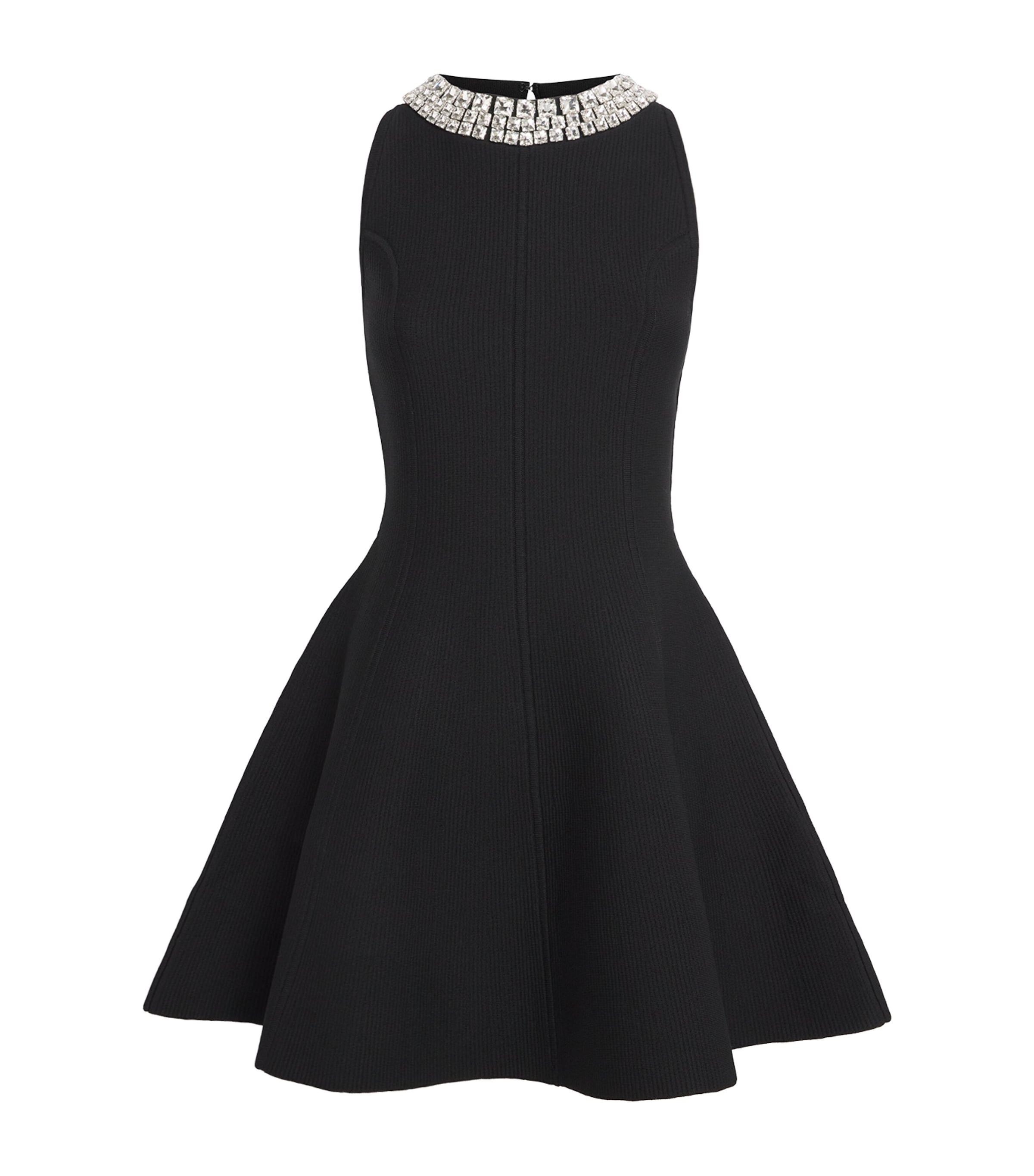 Sandro Paris Black Embellished Flared Mini Dress