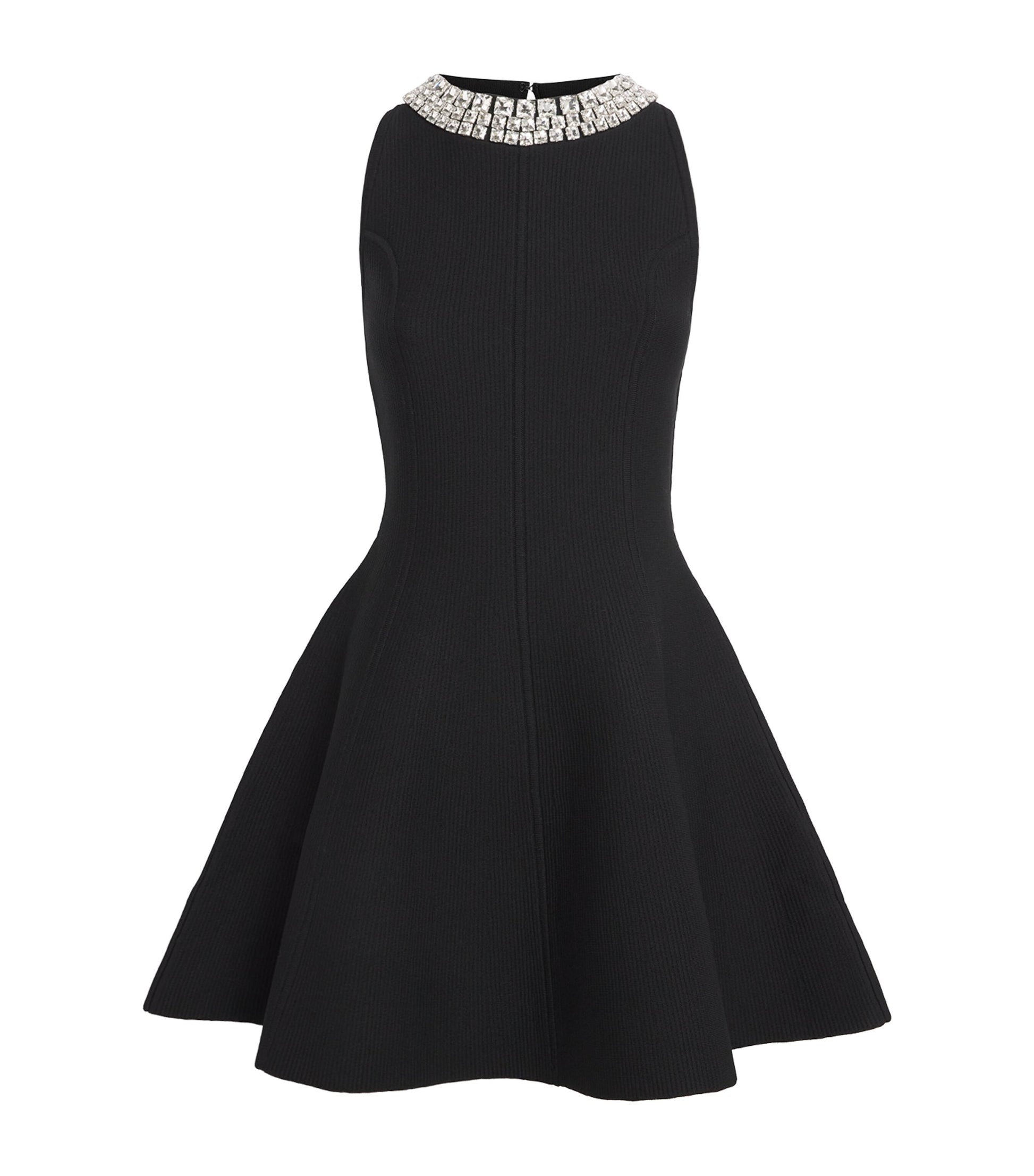Sandro Paris Black Embellished Flared Mini Dress