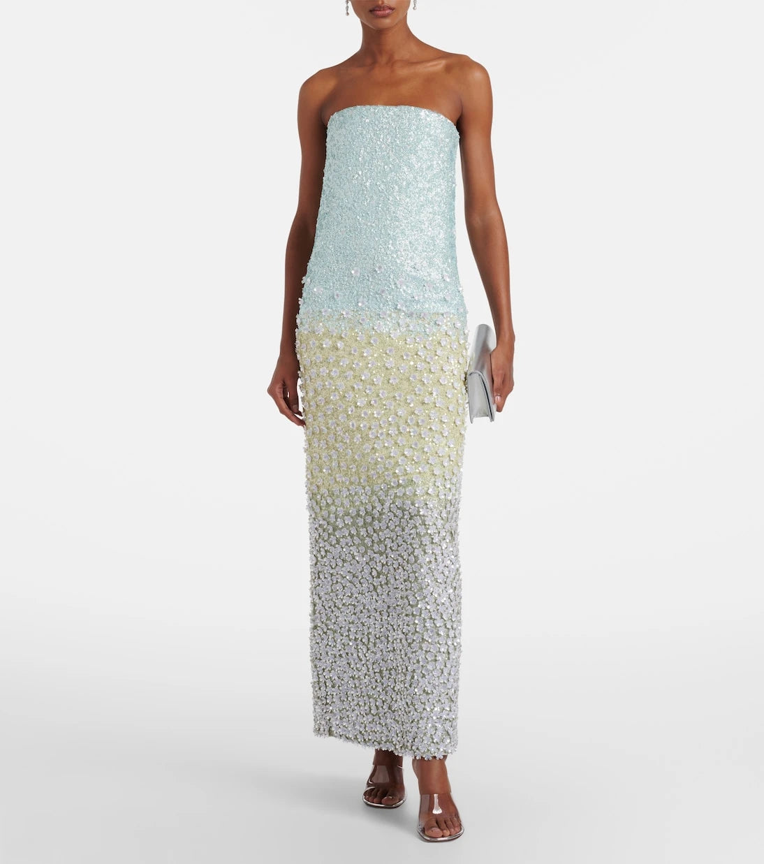 Là Fuori - Embellished silk bustier dress