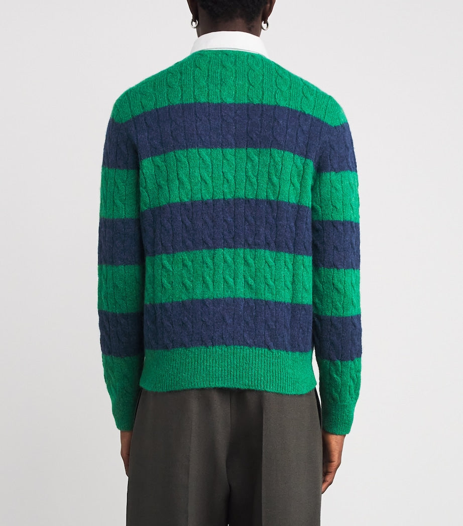 Polo Ralph Lauren Multi Wool-Blend Stripe Cable-Knit Rugby Sweater