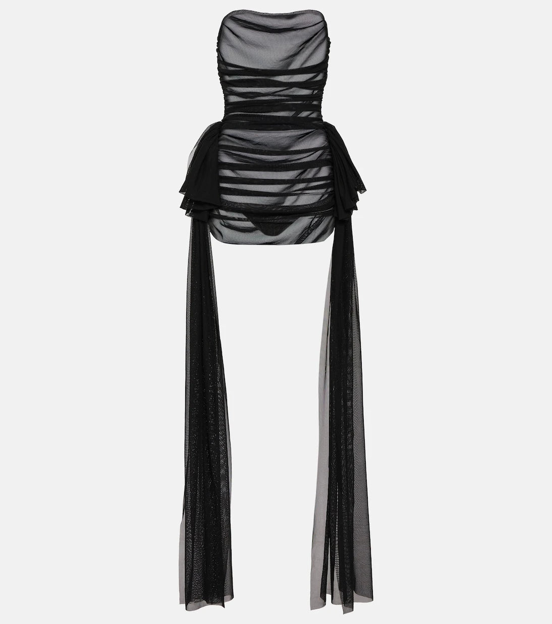 Norma Kamali - Ruffled sheer mesh minidress