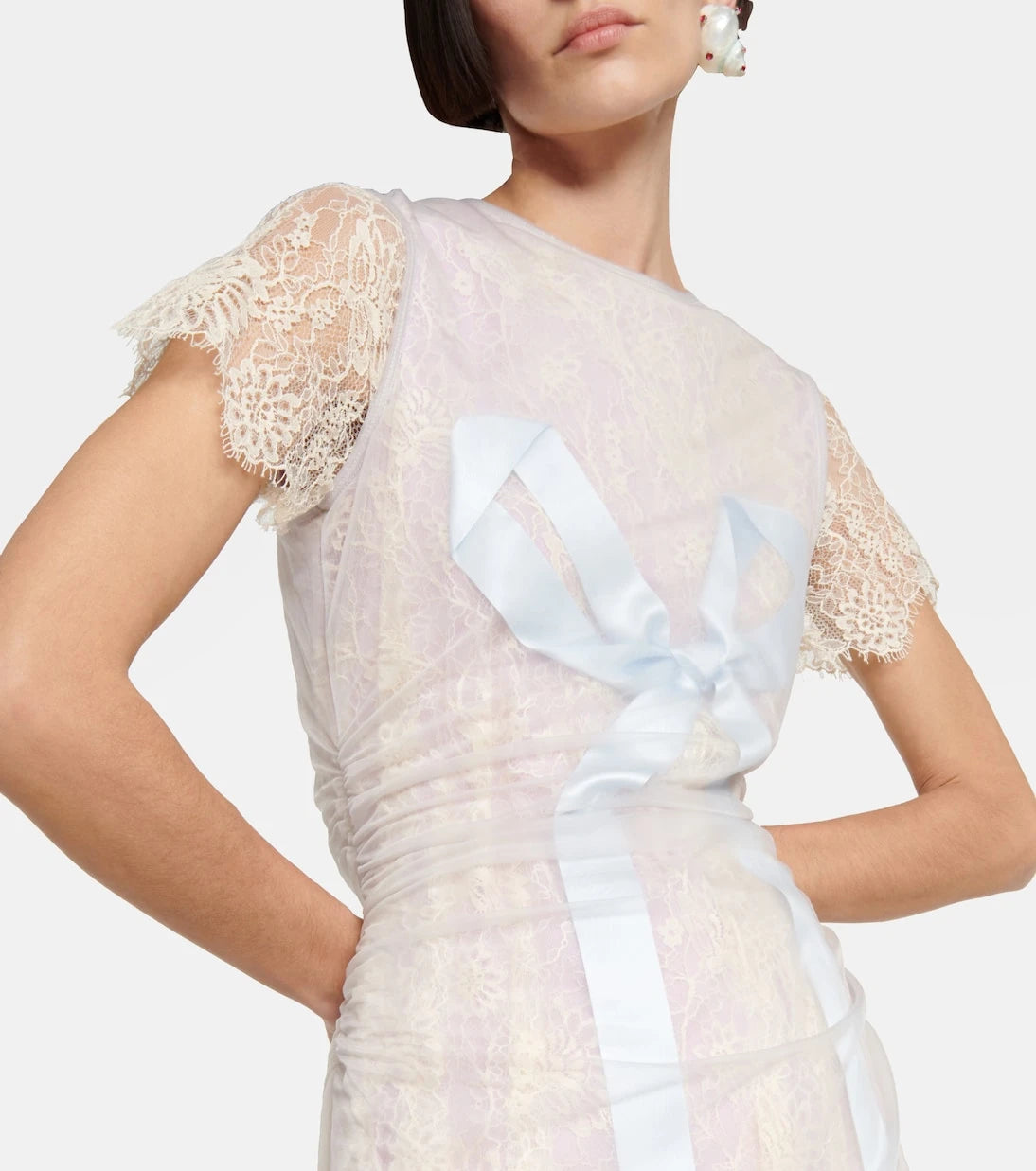 Acne Studios - Bow-detail lace minidress
