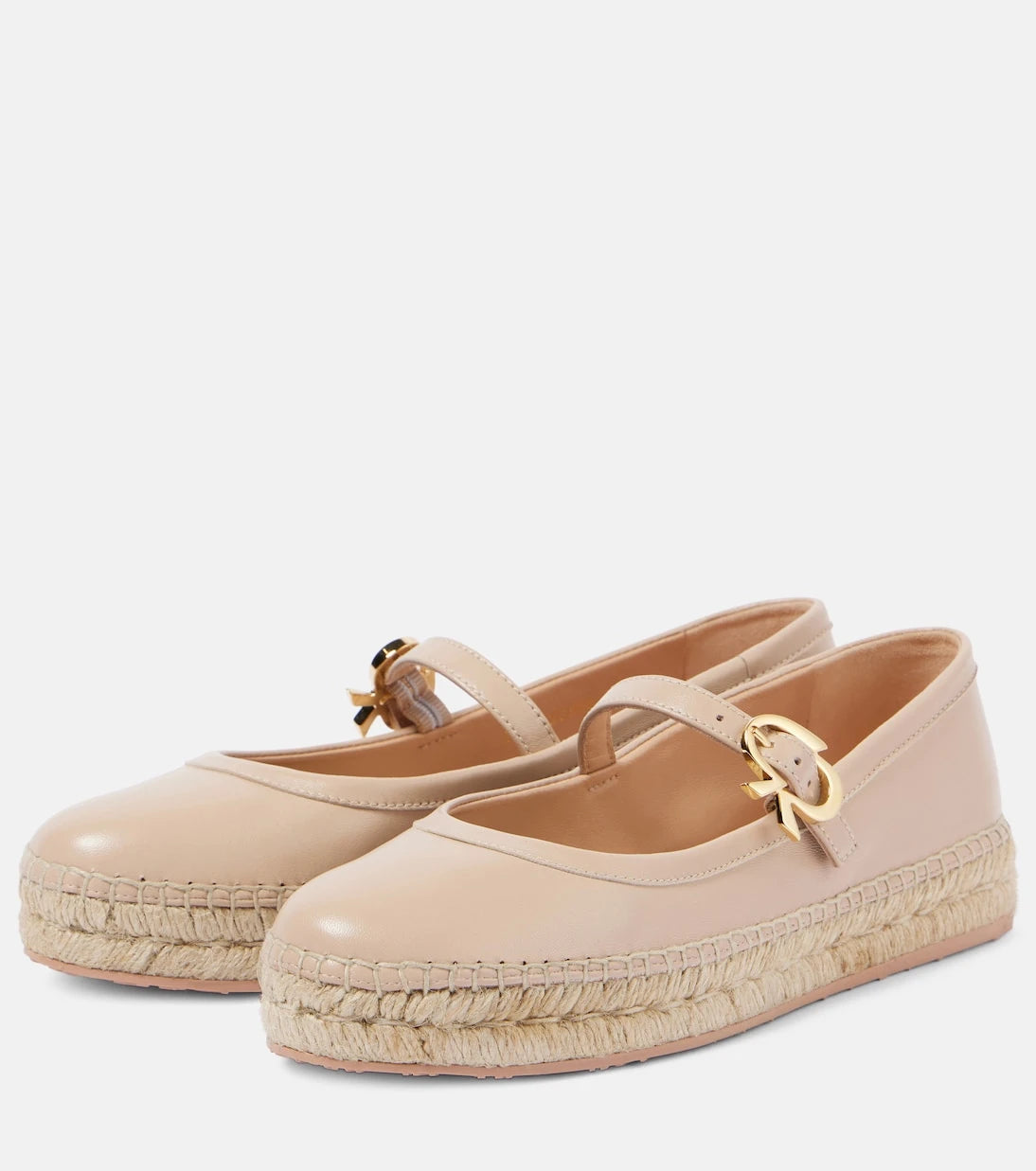 Gianvito Rossi - Deri ve rafya espadriller