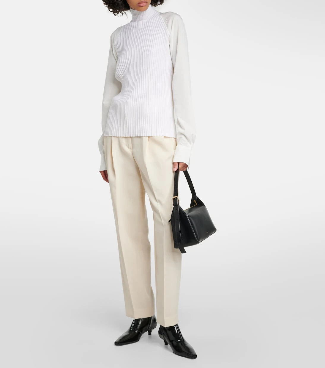 Toteme - Ribbed-knit turtleneck wool-blend top