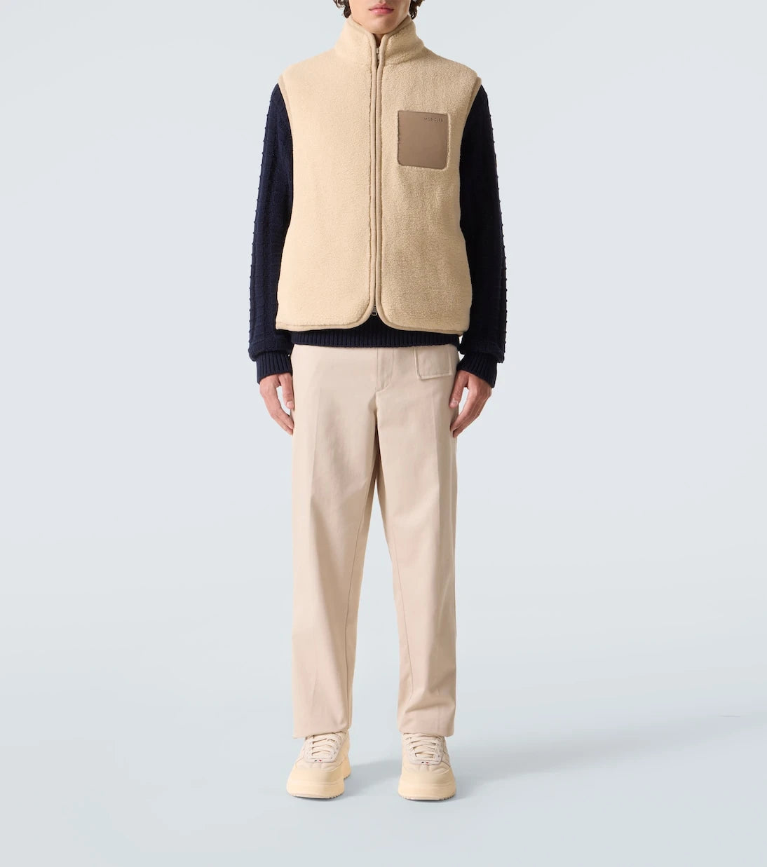Moncler - Leather-trimmed teddy vest