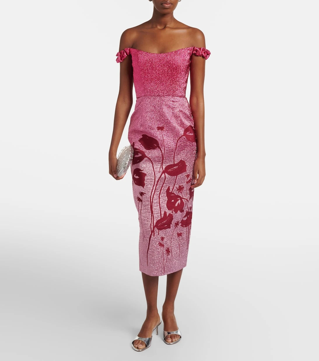 Markarian - Amina floral lamé corset dress