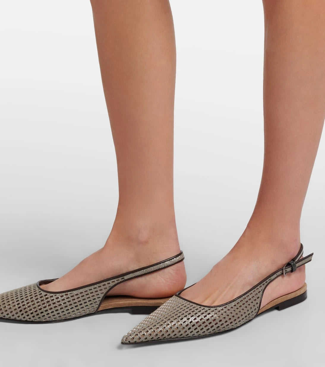 Brunello Cucinelli - Monili leather slingback ballet flats