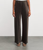Almada Label Brown Satin Wide-Leg Trousers