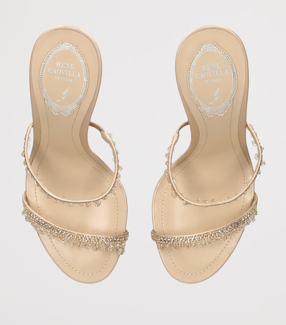 Beige Embellished Chandelier Heeled Mules 105