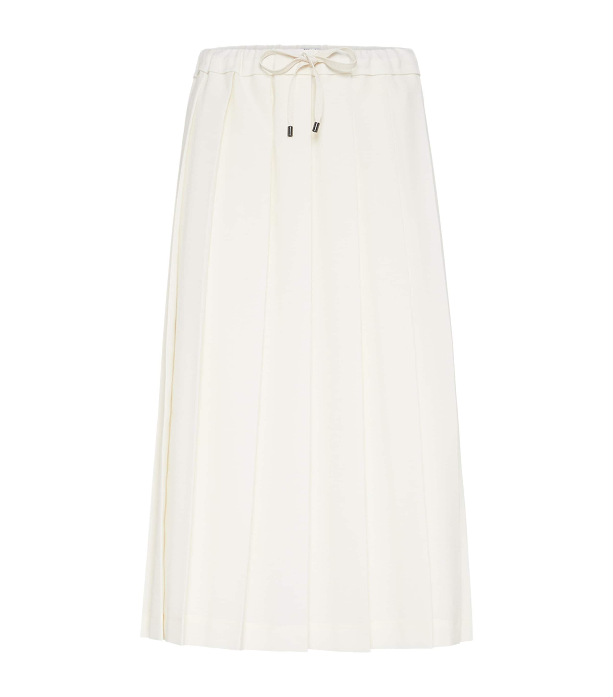Brunello Cucinelli White Techno Virgin Wool-Blend Track Skirt
