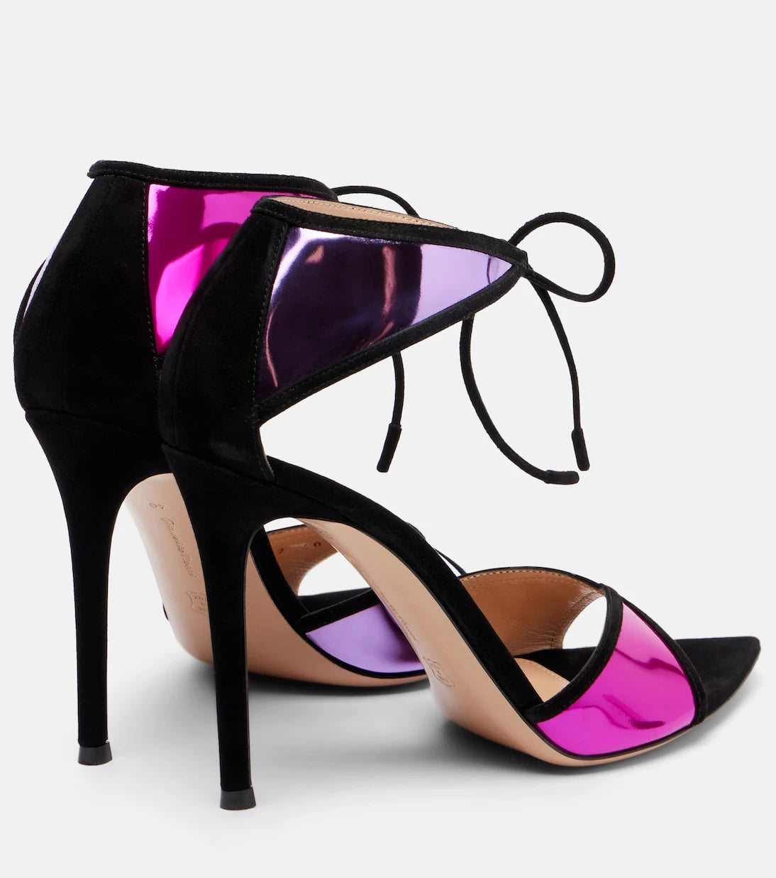 Gianvito Rossi - Confetti suede-trimmed metallic leather pumps
