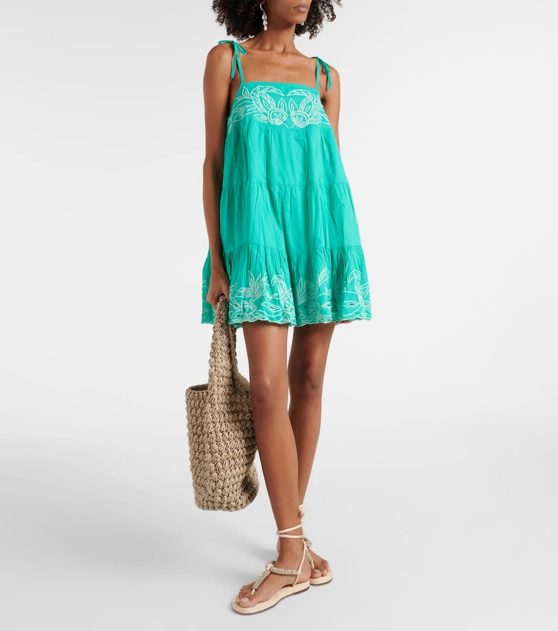 Juliet Dunn - Colorblocked cotton minidress