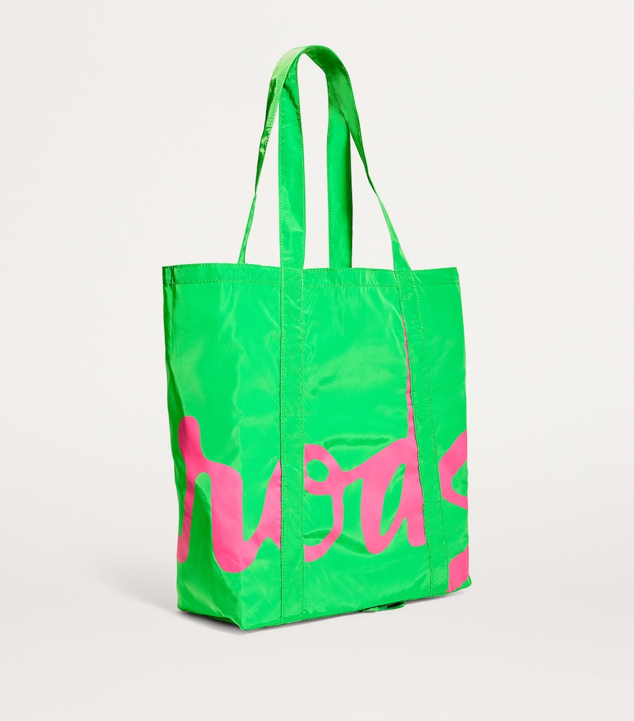 Green Logo Pocket Shopper Bag