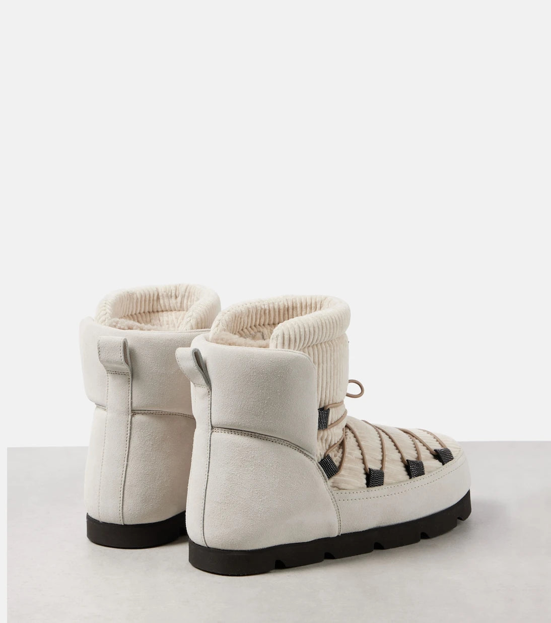 Brunello Cucinelli - Shearling-lined corduroy and suede snow boots