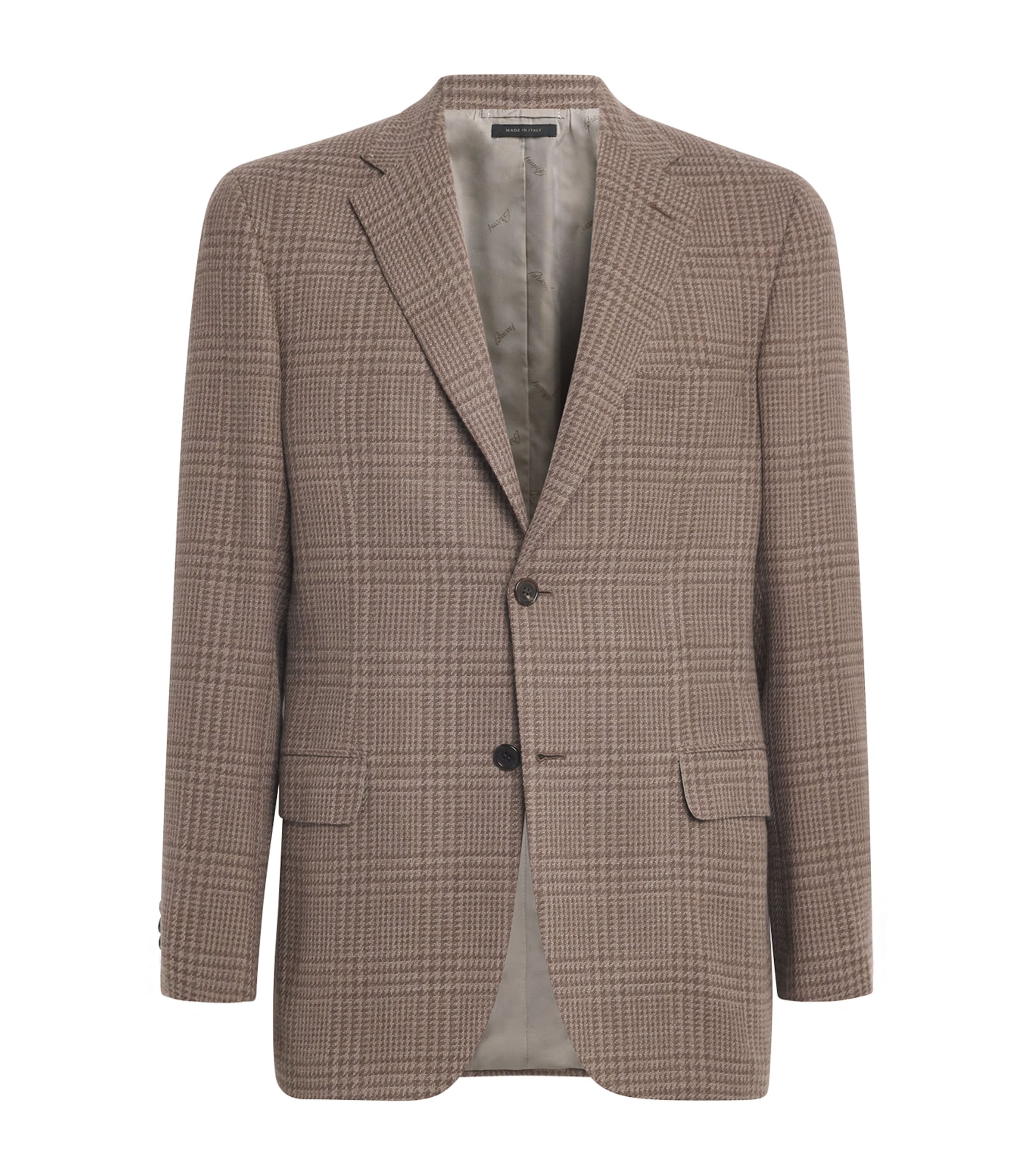 Brioni Brown Wool-Silk Check Blazer