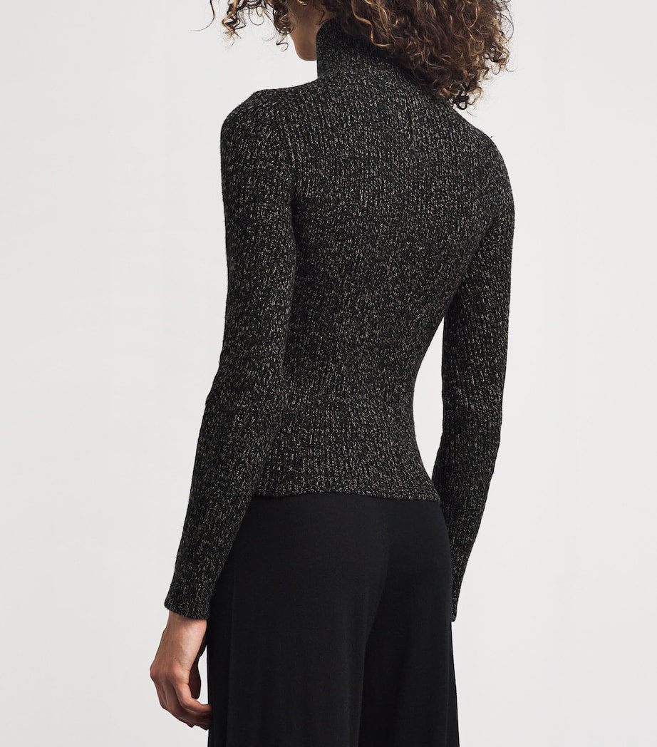 Beige Wool-Blend Rollneck Sweater