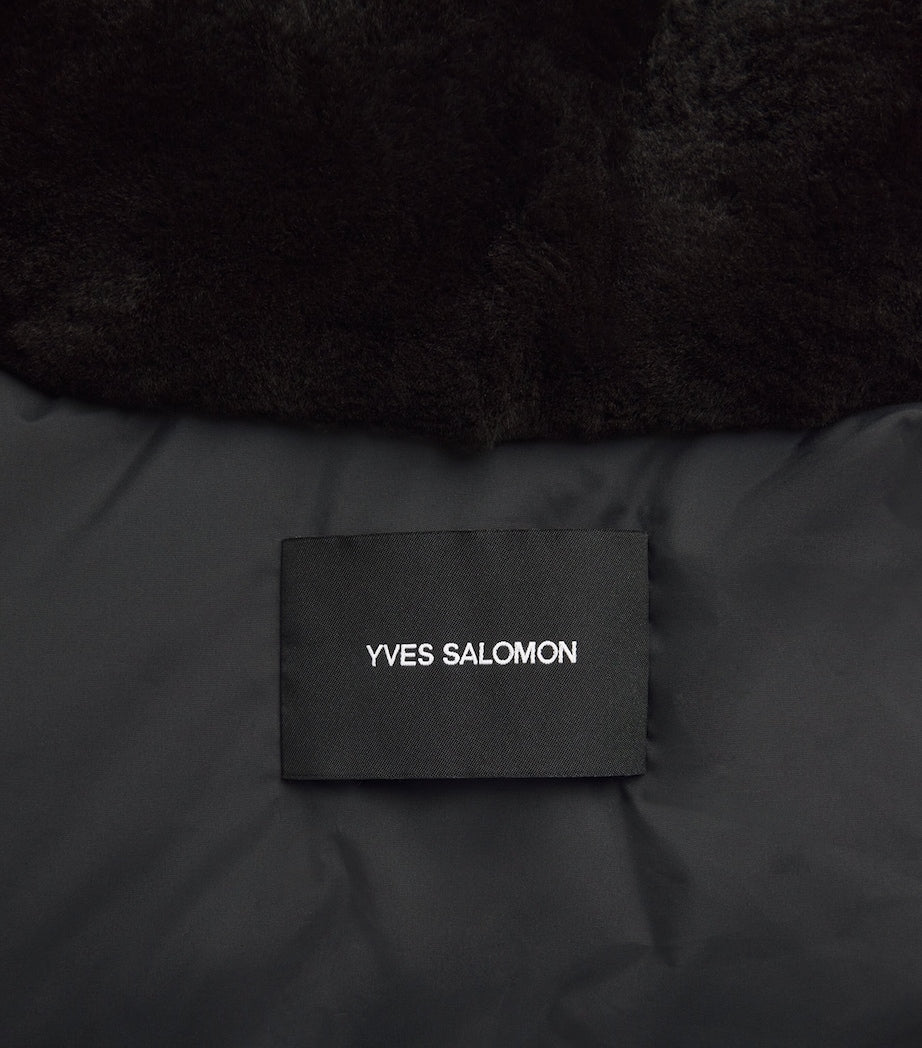 Yves Salomon Grey Wool-Silk Mink-Trim Puffer Jacket