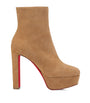 Christian Louboutin Red Loo Booty Suede Platform Boots 130