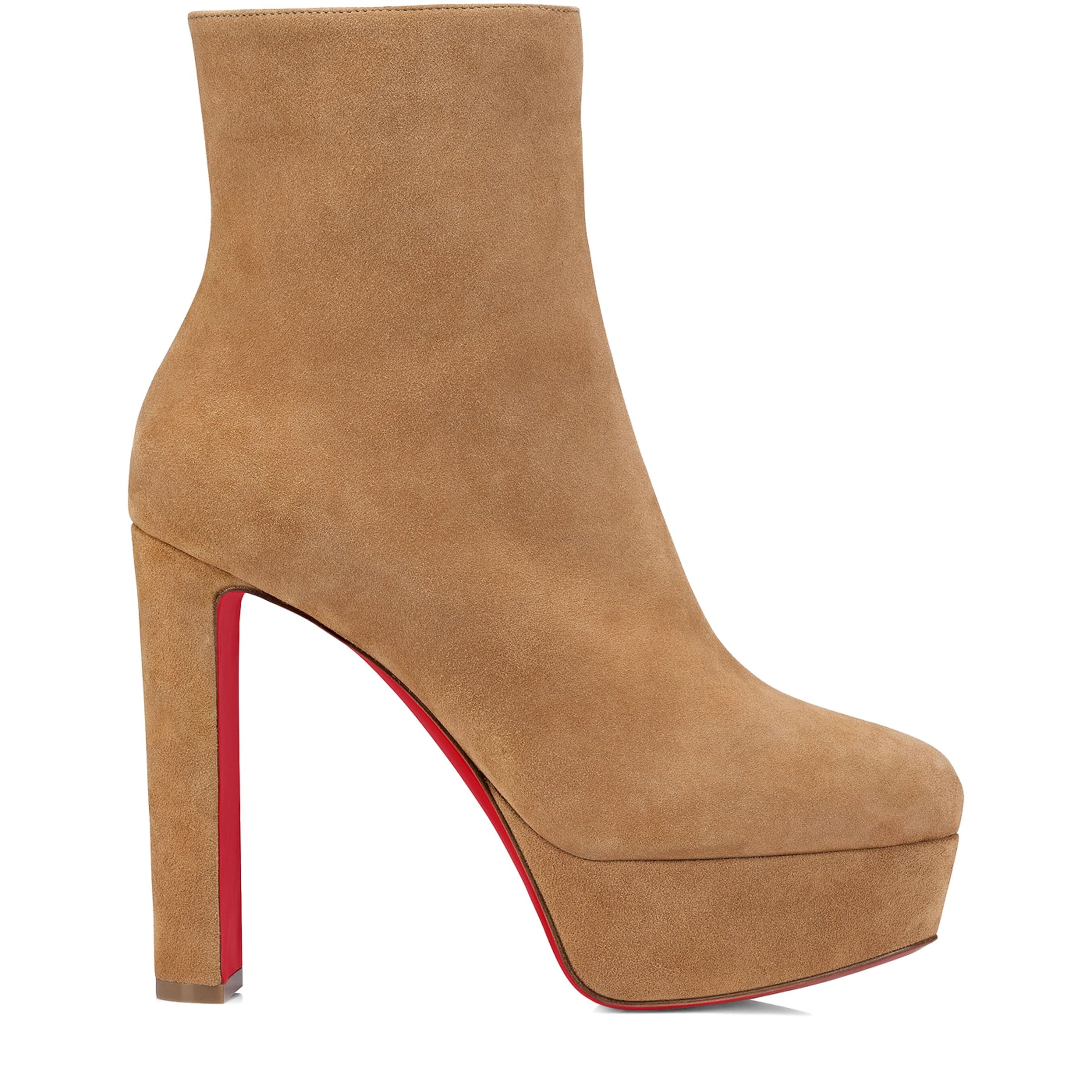 Christian Louboutin Red Loo Booty Suede Platform Boots 130