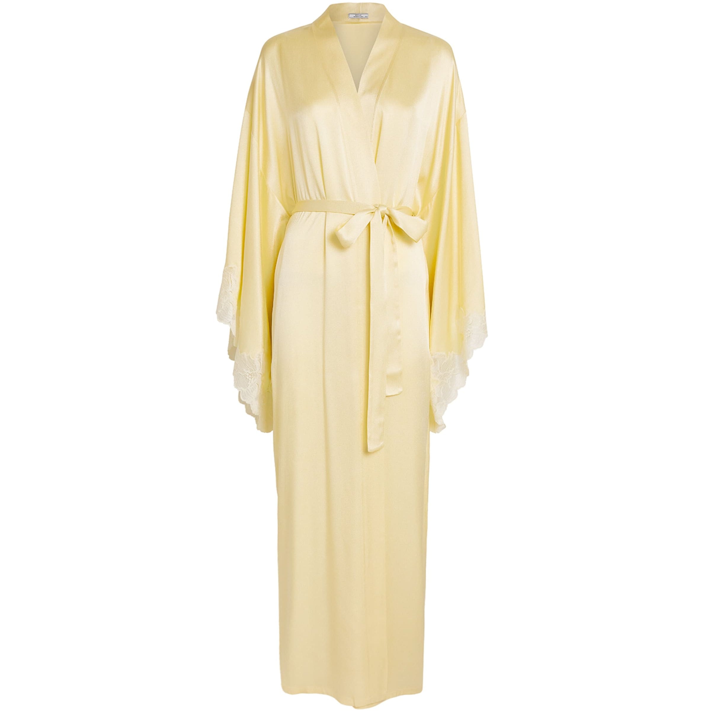 Bocan Yellow Satin Lace-Trim Heidi Robe (XS/S)