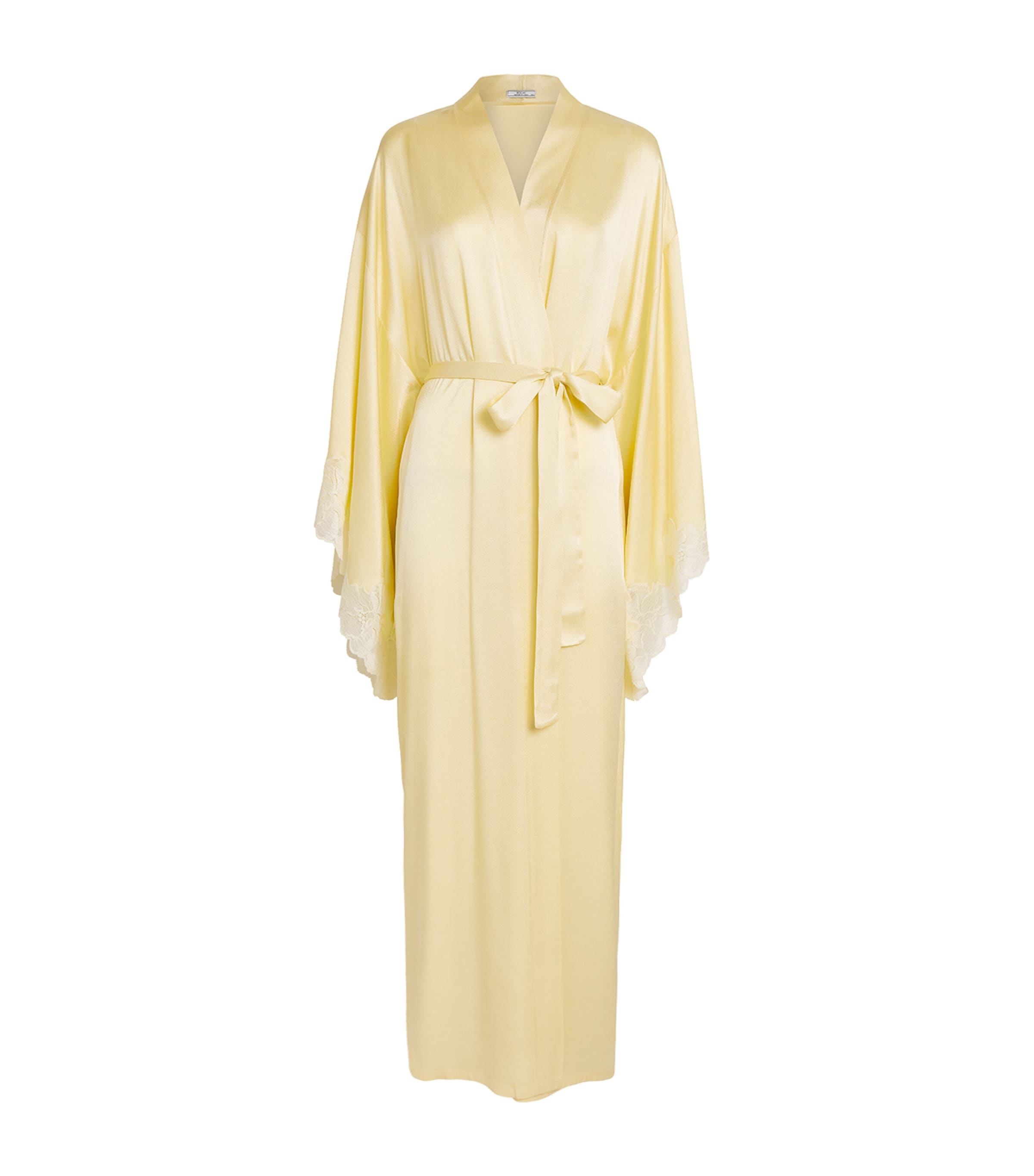 Bocan Yellow Satin Lace-Trim Heidi Robe (XS/S)