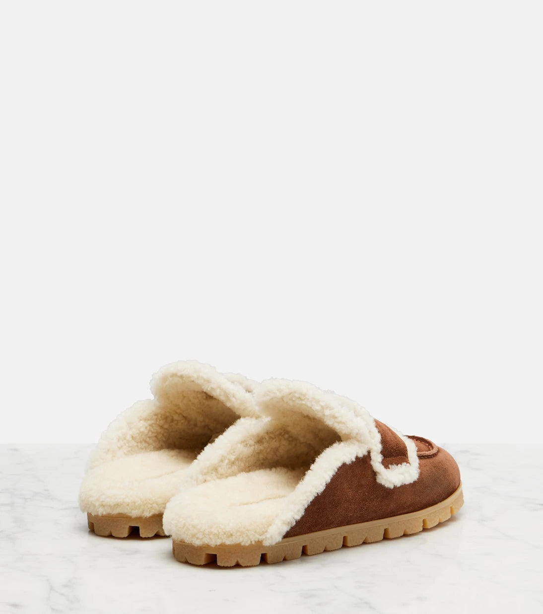 Prada - Shearling-lined suede mules