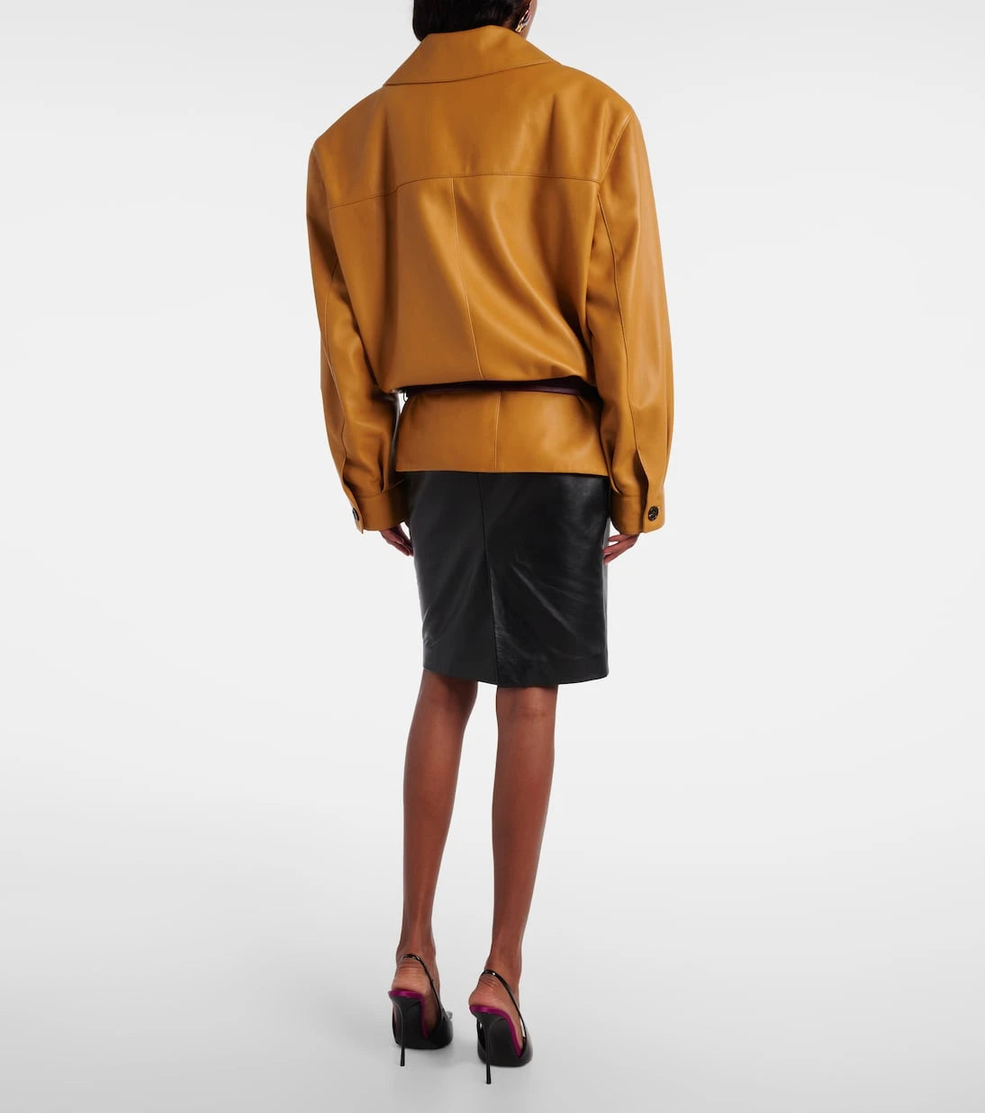 Saint Laurent - Belted leather jacket