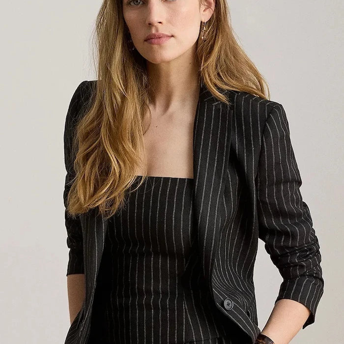 Lauren Ralph Lauren tek düğmeli kadın keten ceket