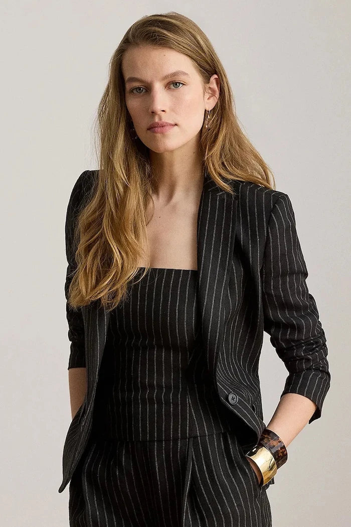 Lauren Ralph Lauren tek düğmeli kadın keten ceket