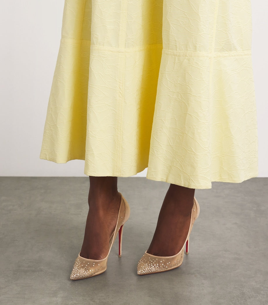 Beige Follies Strass Suede Pumps 100