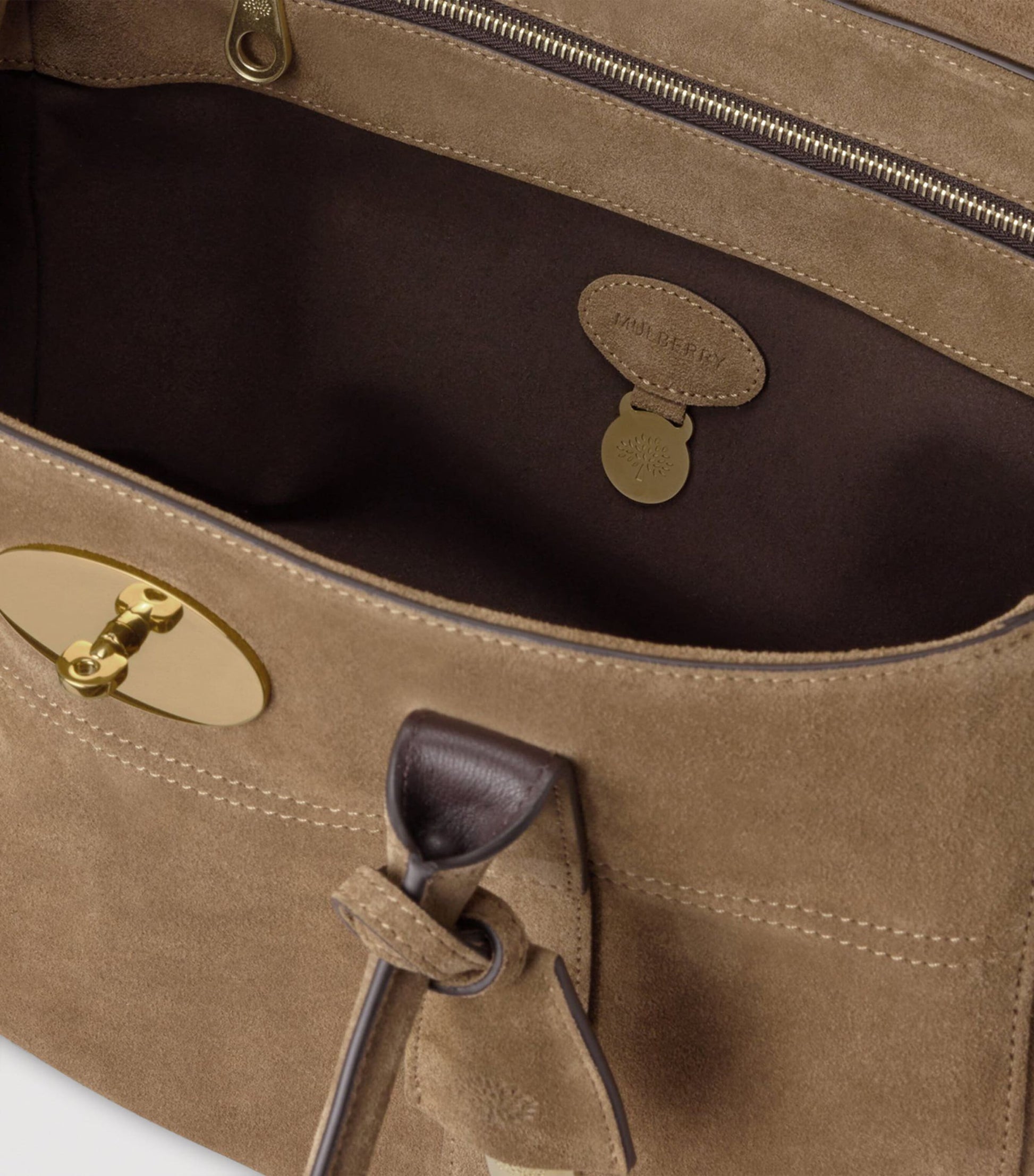 Mulberry Beige Suede Bayswater Top-Handle Bag